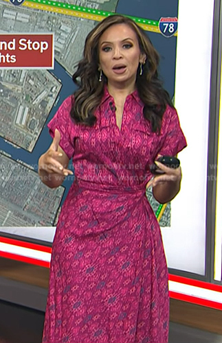 Adelle’s pink prited short sleeve dress on Today
