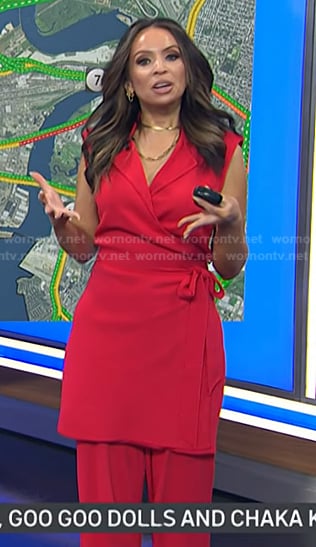 Adelle’s red sleeveless wrap top on Today