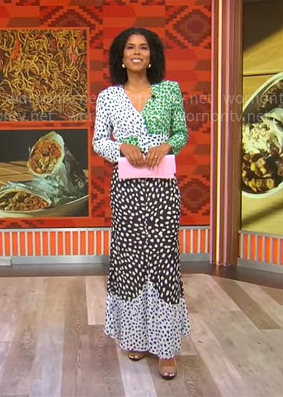 Adriana Diaz’s mixed print dress on CBS This Morning