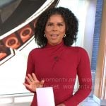 Adriana Diaz’s red cross neck dress on CBS Mornings