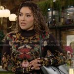 Audra’s black floral dress on The Young and the Restless