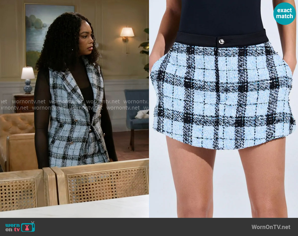 Akira Smooth Transition Tweed Skort worn by Chelsea Hamilton (RhonniRose Mantilla) on Beyond the Gates