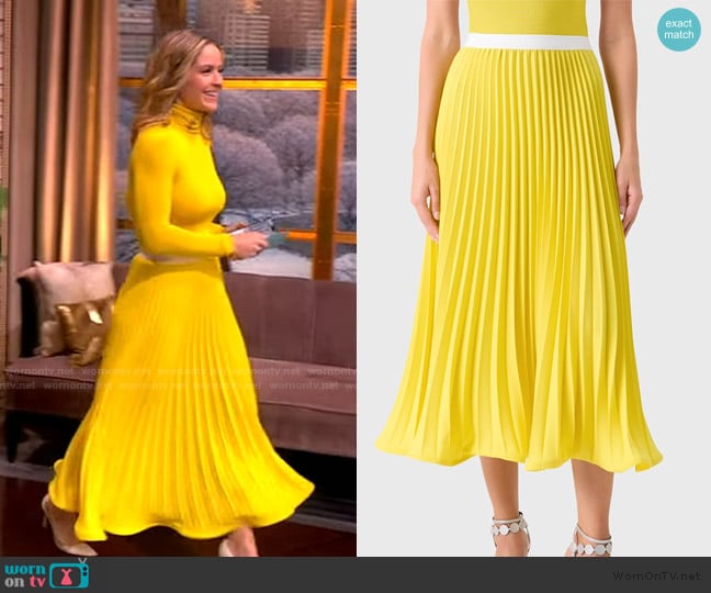 Akris Punto Techno Crepe Plisse Midi Skirt worn by Sara Haines on The View