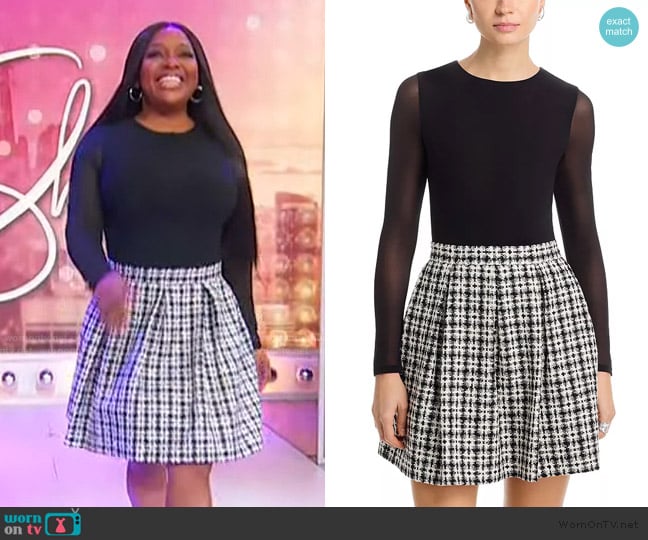Alice and Olivia Chara Sheer Sleeve Tweed Dress worn by Sherri Shepherd on Sherri