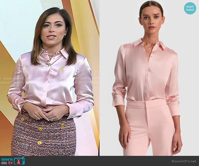 Alice + Olivia Brady Silk Blouse worn by Chloe Melas on Today