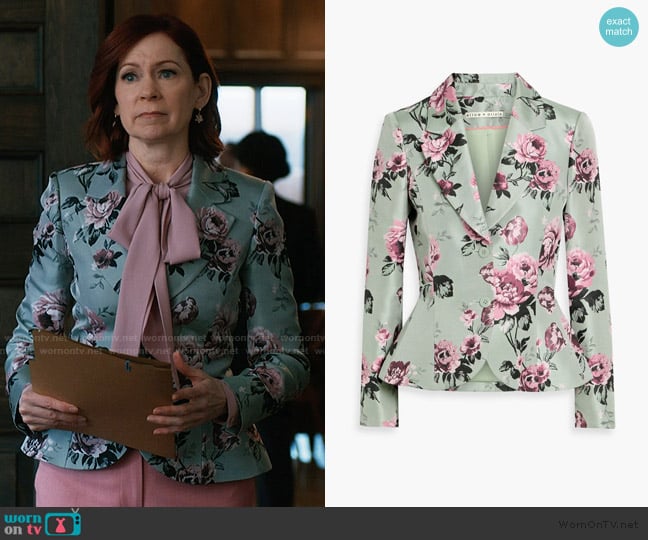 Alice + Olivia Lana floral-jacquard blazer worn by Elsbeth Tascioni (Carrie Preston) on Elsbeth