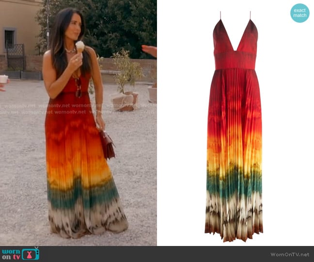 Alice + Olivia Lauren Dress in Crystal Tie Dye worn by Kyle Richards on The Real Housewives of Beverly Hills