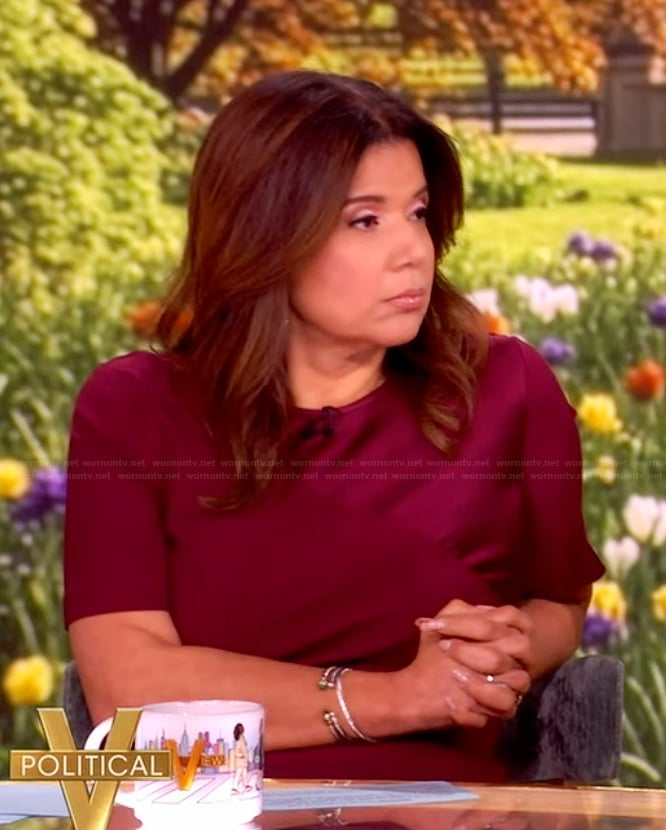 Ana’s mixed media burgundy dress on The View