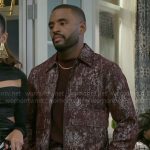 Andre’s burgundy jacket and pants set on Beyond the Gates