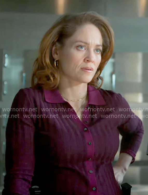 Angie’s purple knit shirt on Will Trent