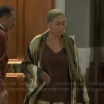 Anita’s green printed robe and pants set on Beyond the Gates