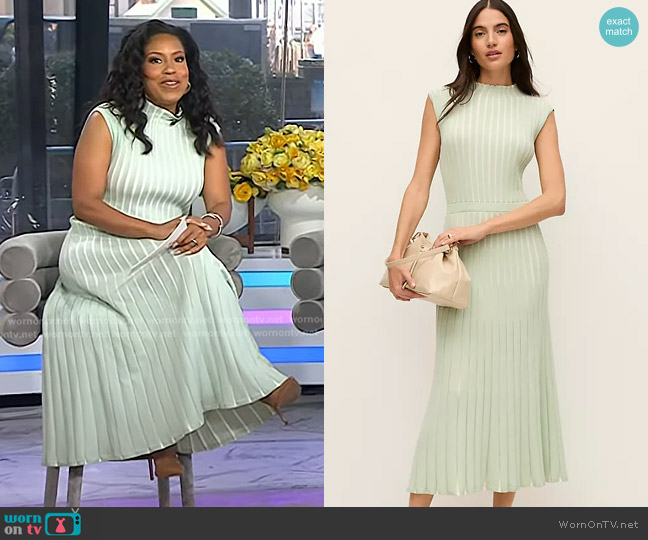 Ann Taylor Ribbed Mock Neck Sweater Dress worn by Sheinelle Jones on Today