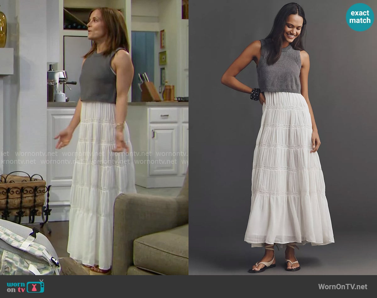 Anthropologie Twofer Tiered Sleeveless Dress worn by Taylor Hayes (Rebecca Budig) on The Bold and the Beautiful