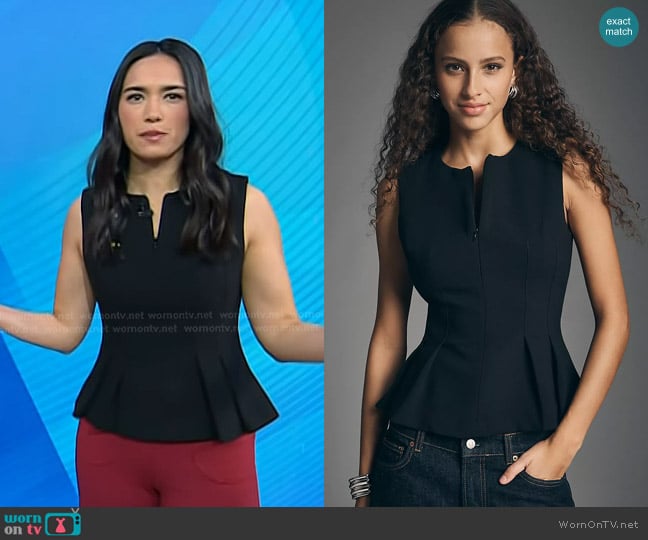 Anthropologie Zip-Front Waisted Peplum Top worn by Emilie Ikeda on Today