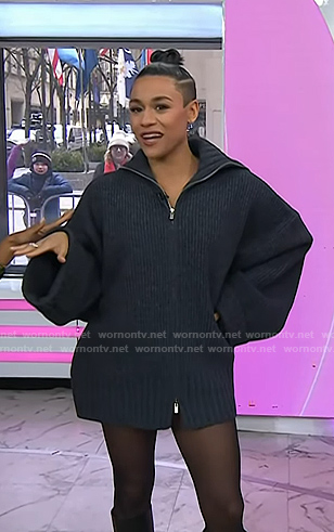 Ariana DeBose’s grey oversized zip cardign on Today
