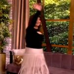 Ana’s beige leather fringe skirt on The View