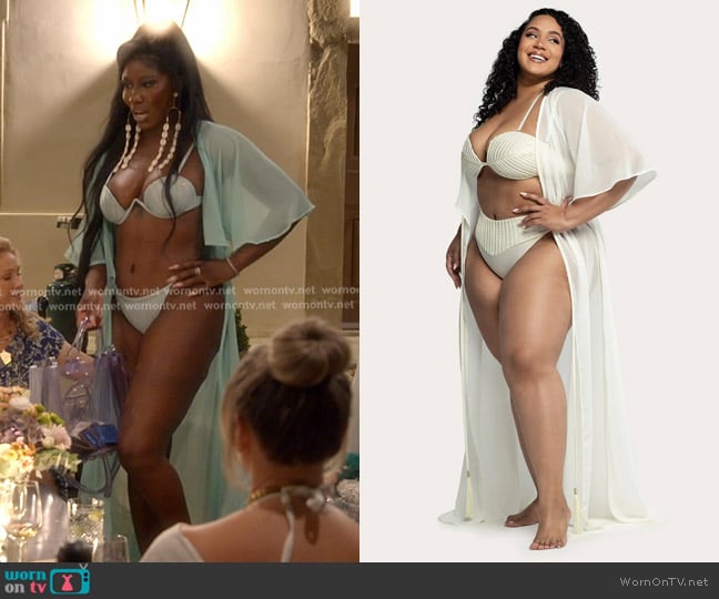 Asherah Swimwear Navi Cover in Ocean Mist worn by Bozoma Saint John on The Real Housewives of Beverly Hills