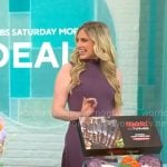 Ashley Bellman’s purple mock-neck midi dress on CBS Mornings