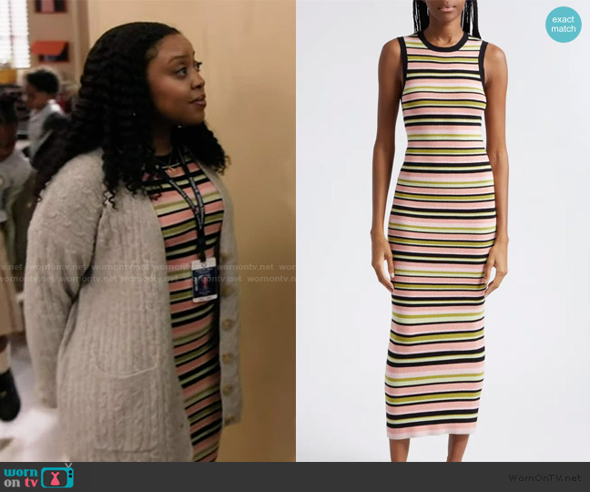 ATM Anthony Thomas Melillo Stripe Rib Tank Dress worn by Janine Teagues (Quinta Brunson) on Abbott Elementary