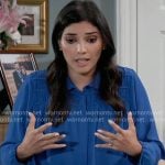 Brook Lynn’s blue gathered blouse on General Hospital