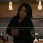 Athena’s black cardigan with patch pocket on 9-1-1