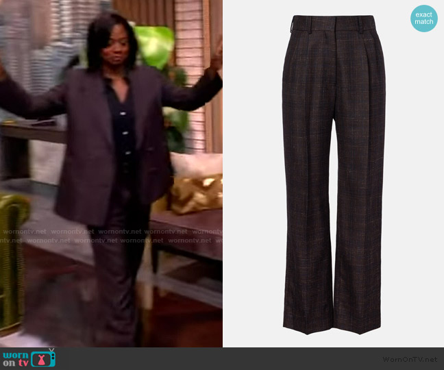 Blaze Milano Fox checked wool and silk wide-leg pants worn by  Viola Davis on The View