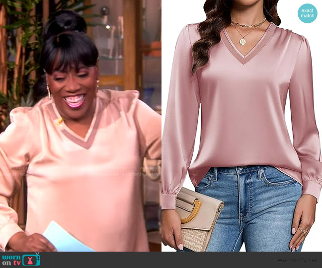 Blooming Jelly Store V-neck Blouse worn by Sheryl Underwood on The View