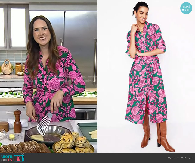 Boden Kate Floral Midi Shirt Dress worn by Gemma Stafford on Today