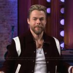 Derek Hough’s maroon stripe jacket on The Kelly Clarkson Show