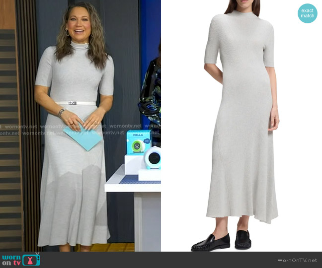 Boss Farie Rib Wool Maxi Sweater Dress worn by Ginger Zee on Good Morning America