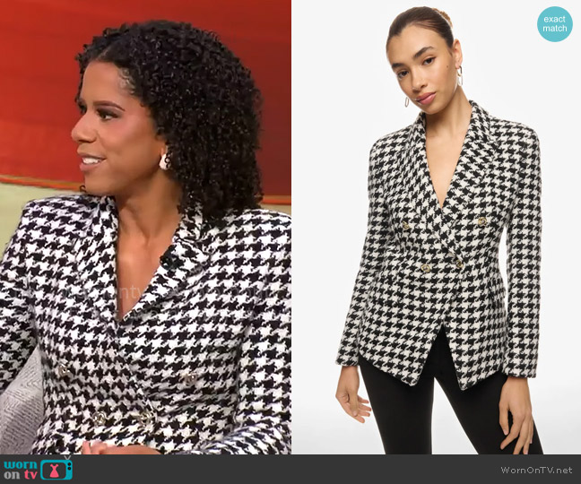 BOSS Jia Houndstooth Blazer worn by Adriana Diaz on CBS Mornings