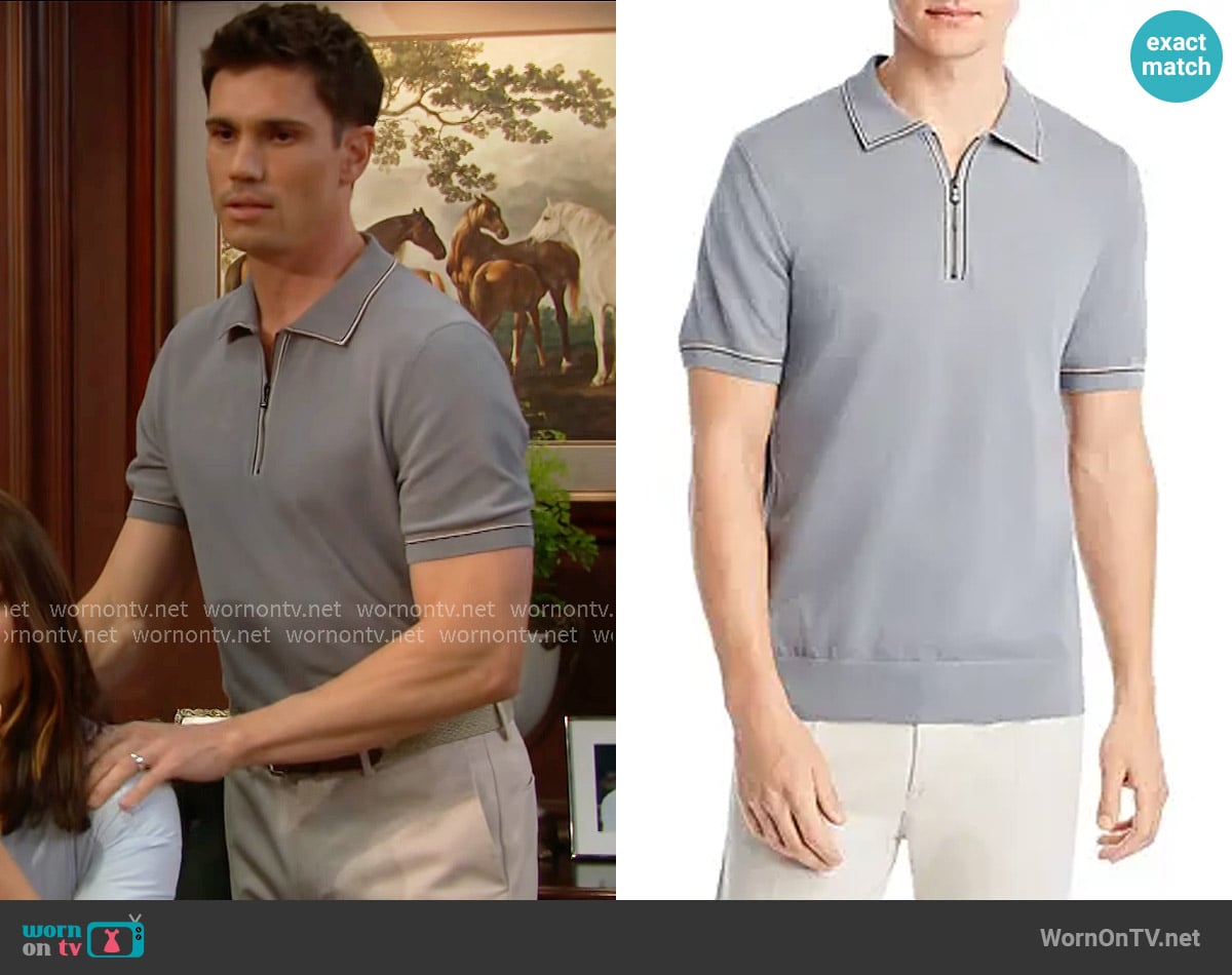 BOSS Zip Placket Polo worn by Dr. John Finnegan (Tanner Novlan) on The Bold and the Beautiful