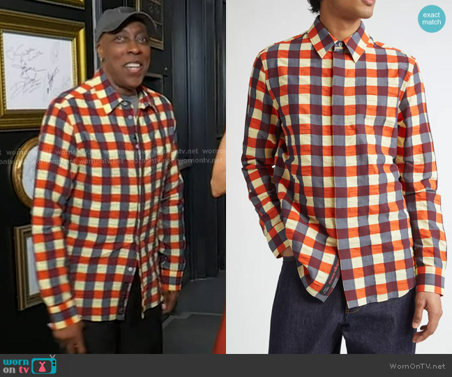 Bottega Veneta Macro Gingham Cotton Button-Up Shirt worn by Arsenio Hall on Good Morning America