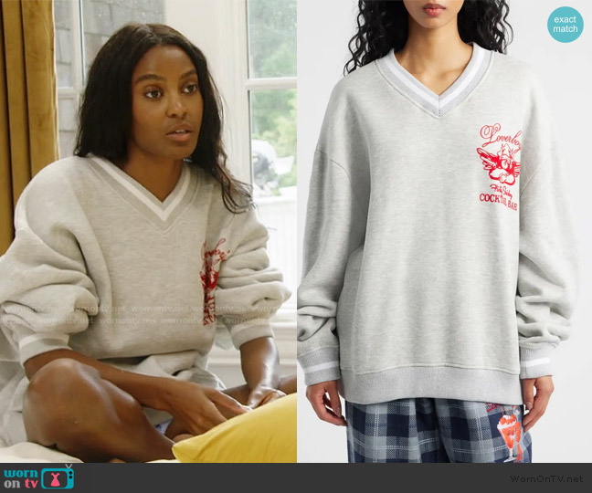 Boys Lie Loverboy Graphic Sweatshirt worn by Ciara Miller on Summer House