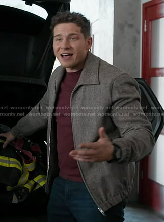 Buck’s grey bomber jacket on 9-1-1