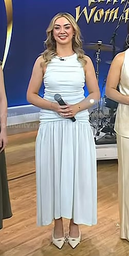 Caitríona Sherlock’s light blue gathered dress on Today