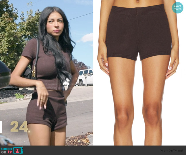 Calesia Short bu Guizio worn by Layla Taylor on The Secret Lives of Mormon Wives