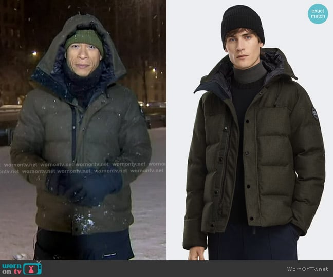 Canada Goose MacMillan Parka Wool in Military Green Melange worn by Alex Perez on Good Morning America