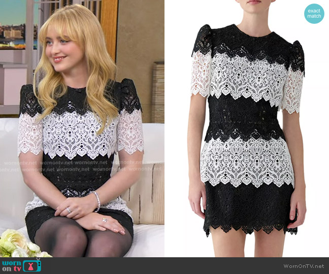 Carolina Herrera Tiered Lace Mini Dress worn by Kathryn Newton on Good Morning America