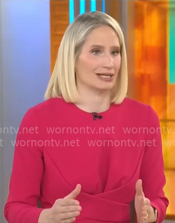 Caroline Polisi’s pink cross front dress on CBS Mornings