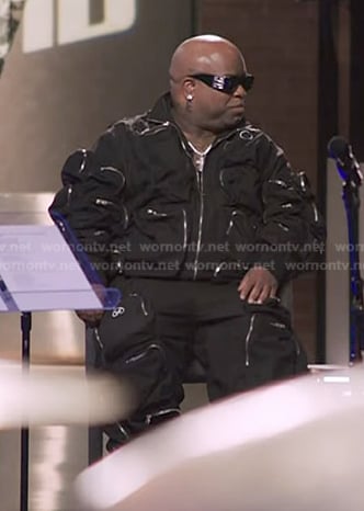 CeeLo Green’s black pocket detail jacket and pants ono The Voice