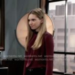 Charlotte’s burgundy long sleeve top on General Hospital