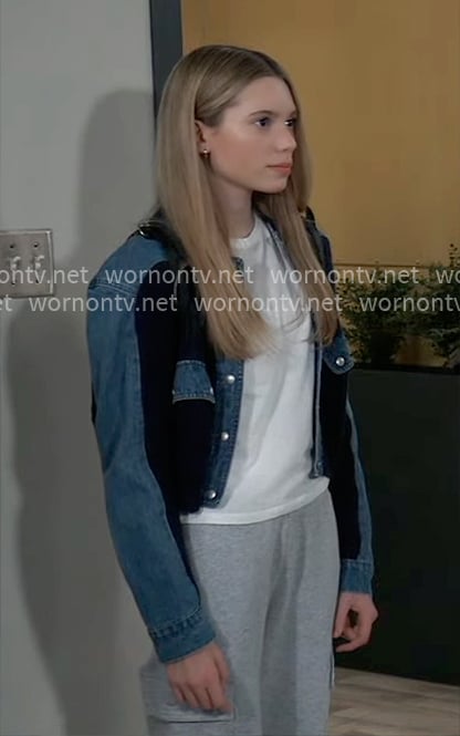 Charlotte’s denim and knit jacket on General Hospital