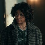 Lucy’s check coat on Scarpetta