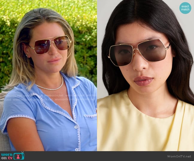 Chloe Oversized Aviator-style Gold-tone Sunglasses worn by Amanda Frances on The Real Housewives of Beverly Hills