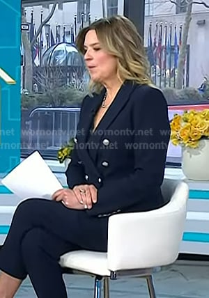 Christine Romans’ navy blazer with silver buttons  on Today
