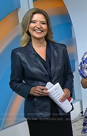 Christine Romans’ navy leather blazer on Today