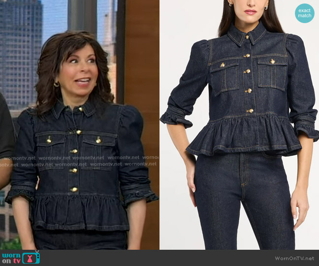 Cinq a Sept Delanie Denim Peplum Jacket in Indigo Noir