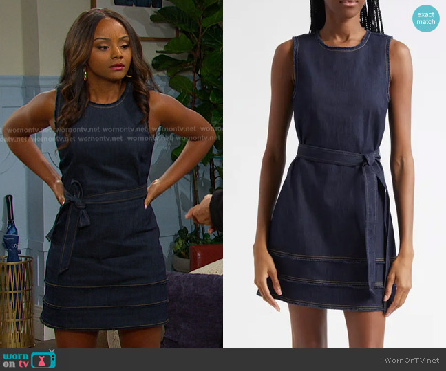 Cinq a Sept Mindie Dress in indigo worn by Chanel Dupree (Raven Bowens) on Days of our Lives