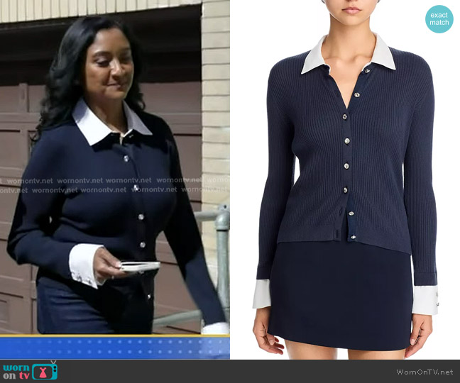 Cinq a Sept Soma Collared Cardigan worn by Miriam Daniel on Good Morning America